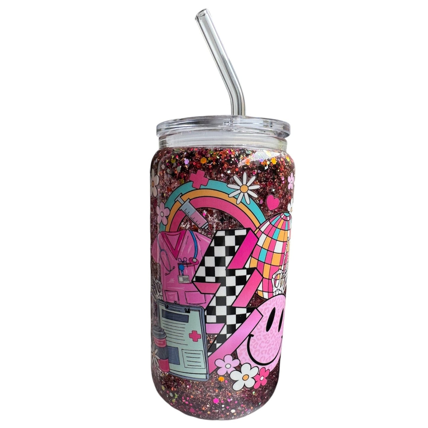 CUSTOM TIKTOK LIVE 16oz Snowglobe Glass Happy Cup